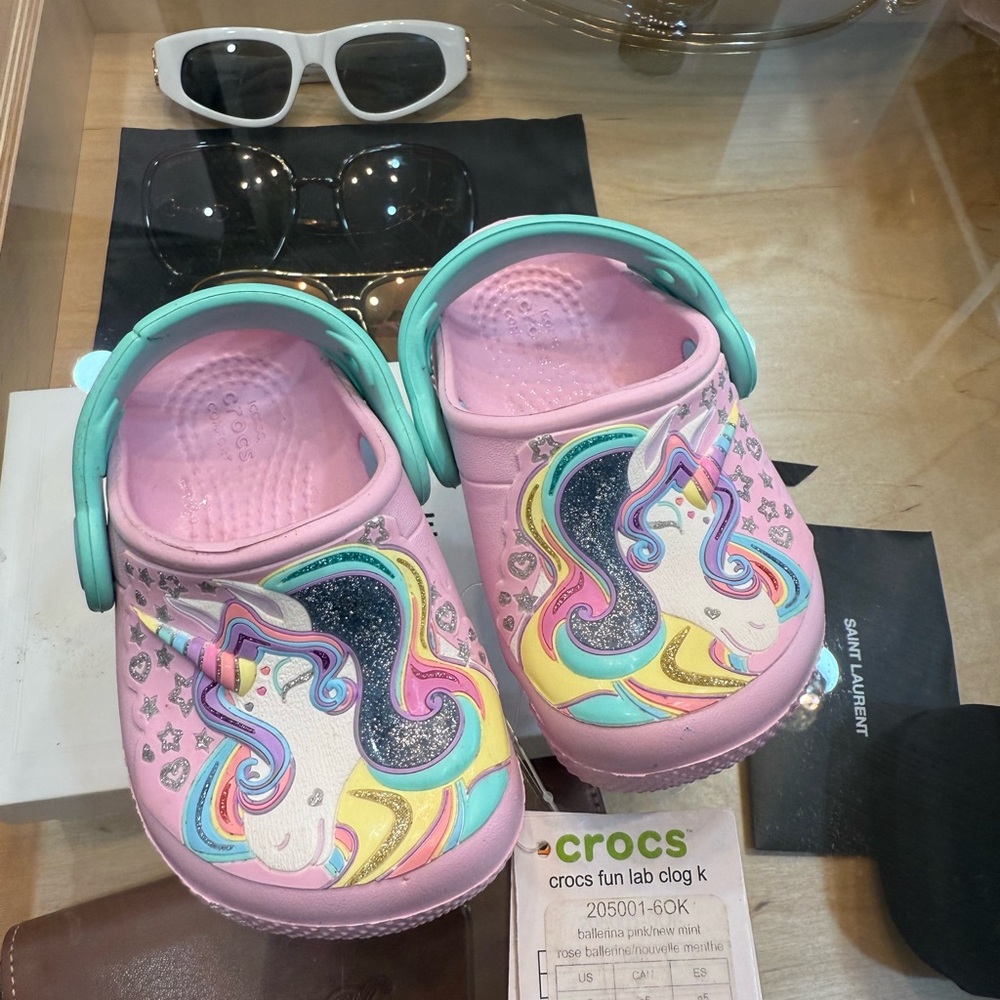 CROCS Kids Fun Lab Unicorn Clogs - Pink and Multicolor